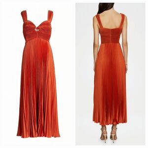 $1140 NWOT AMUR GISELLE Burnt Orange Elegant Prom Cut out Pleated Dress Gown 4